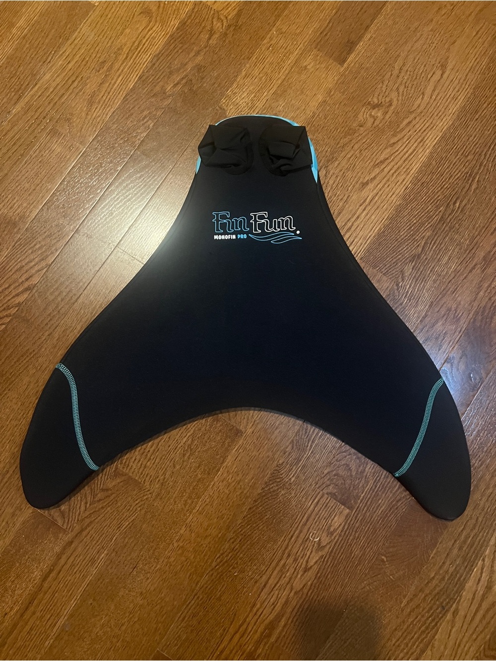 Fin Fun Monofin Swimming Fluke - Black with Aqua Trim